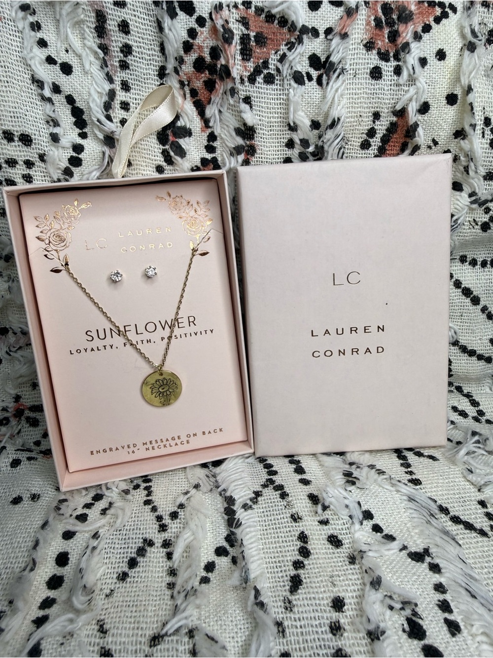 Kohl's LC Lauren Conrad Sunflower Pendant Necklace & Studs - Gold
